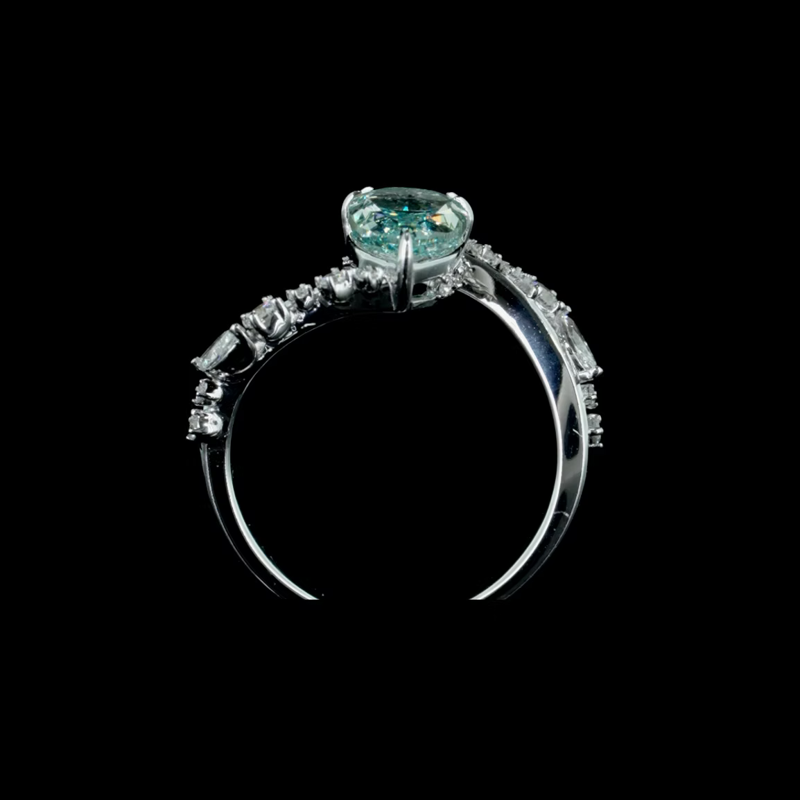 2.00 ct. Green Pear Solitaire Pavé Ring