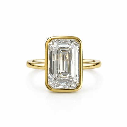 14K Bezel-Set Emerald Cut Diamond Ring