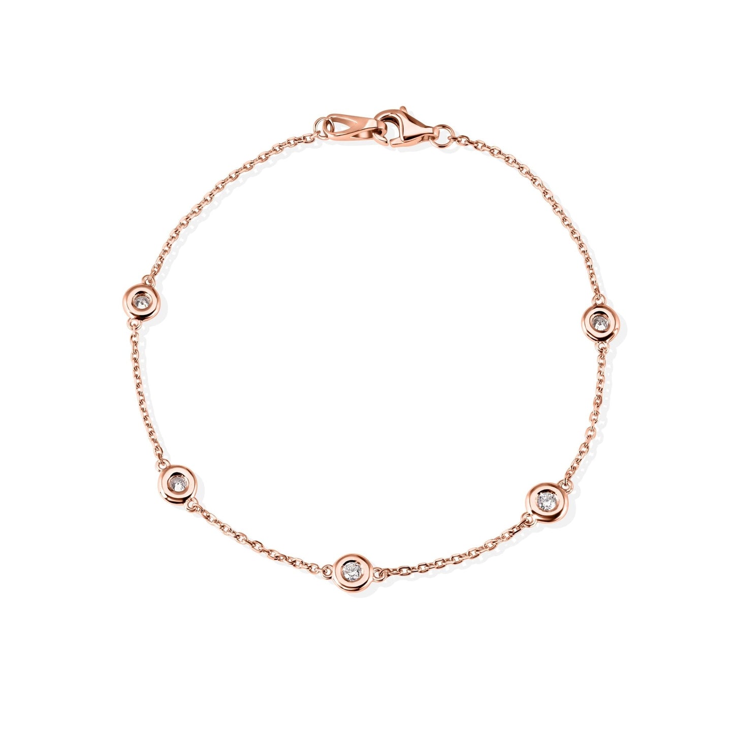 14K Bezel Setting 5 Diamonds Bracelet