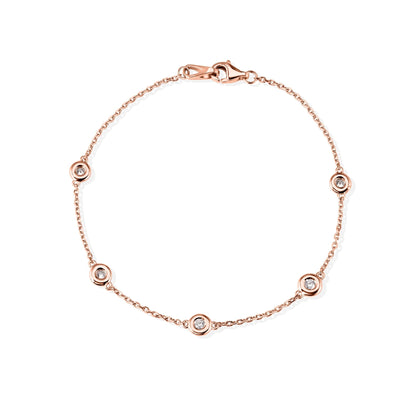 14K Bezel Setting 5 Diamonds Bracelet