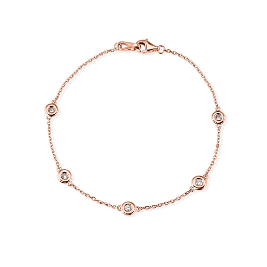 14K Bezel Setting 5 Diamonds Bracelet