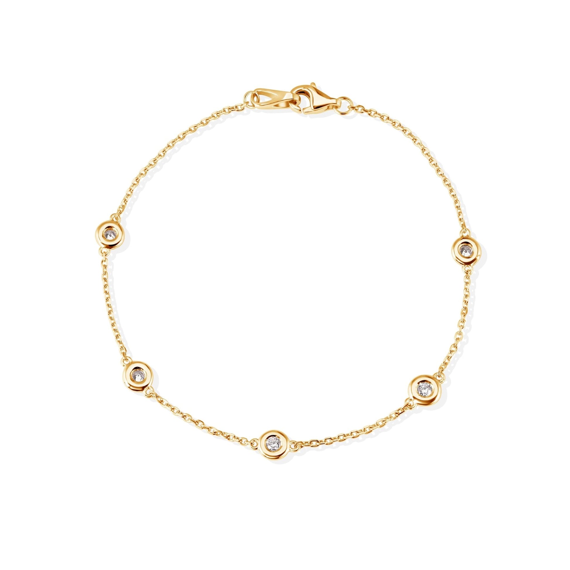 14K Bezel Setting 5 Diamonds Bracelet