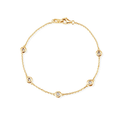 14K Bezel Setting 5 Diamonds Bracelet