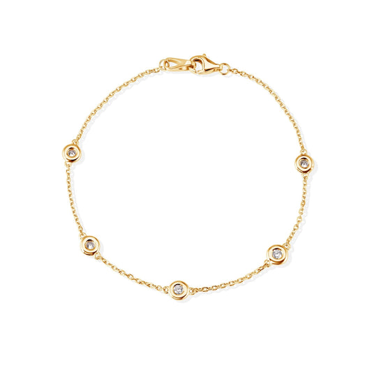 14K Bezel Setting 5 Diamonds Bracelet