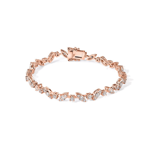 14K Diamond Fancy Tennis Bracelet