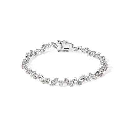 14K Diamond Fancy Tennis Bracelet