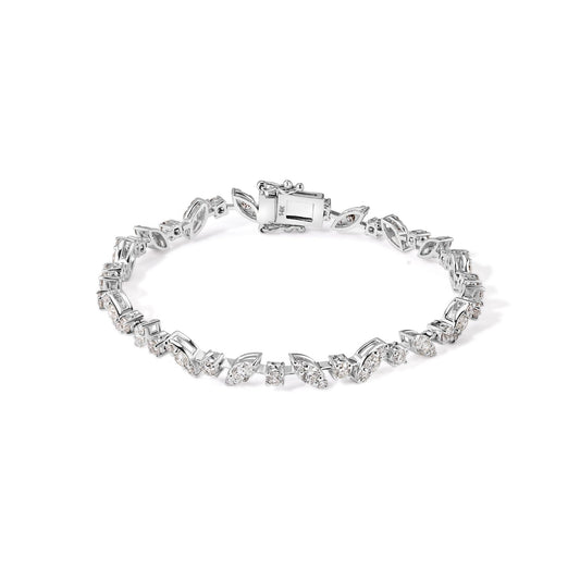 14K Diamond Fancy Tennis Bracelet