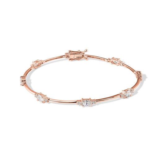 14K 7 Oval Diamond Bangle