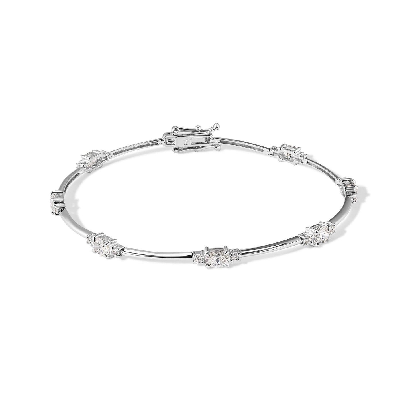 14K 7 Oval Diamond Bangle