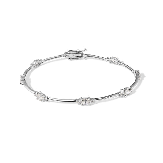 14K 7 Oval Diamond Bangle