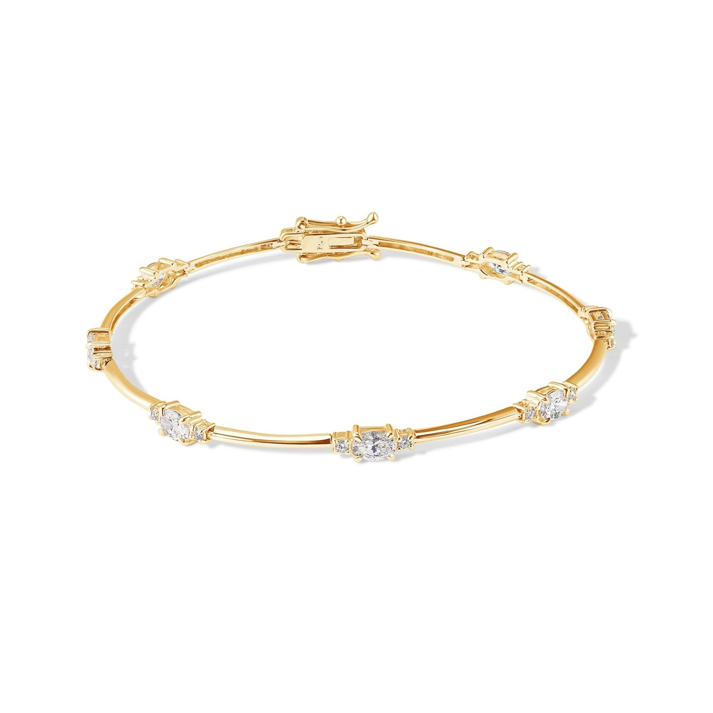 14K 7 Oval Diamond Bangle