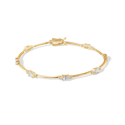 14K 7 Oval Diamond Bangle