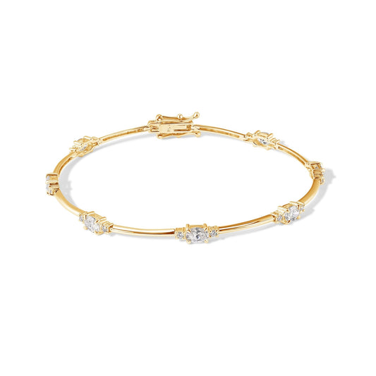 14K 7 Oval Diamond Bangle