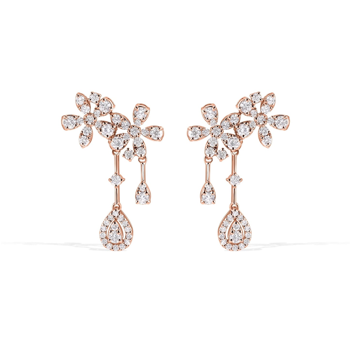 14K Flower Diamond Earrings