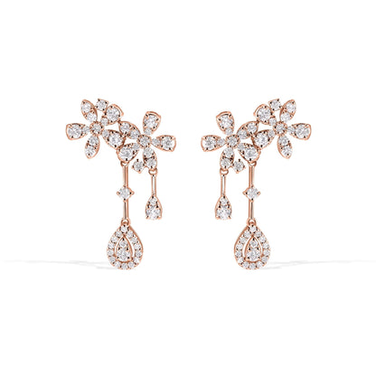 14K Flower Diamond Earrings