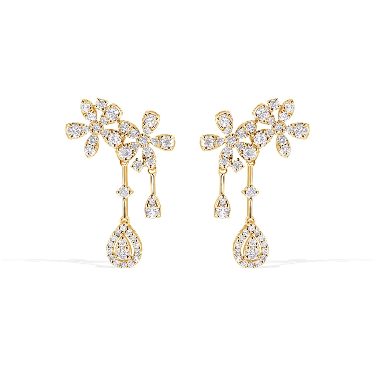 14K Flower Diamond Earrings