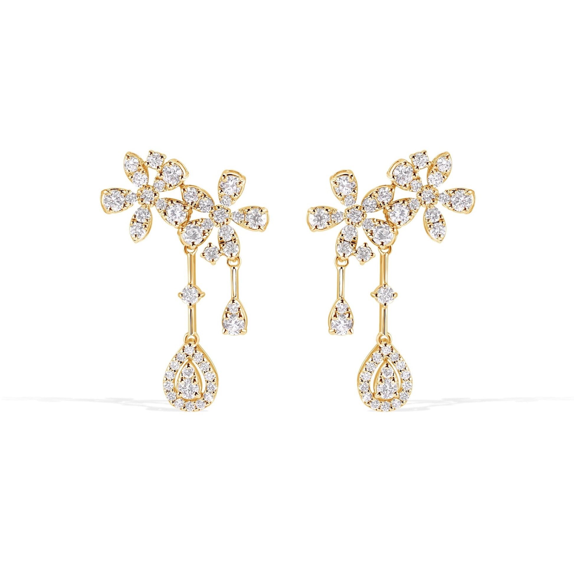 14K Flower Diamond Earrings