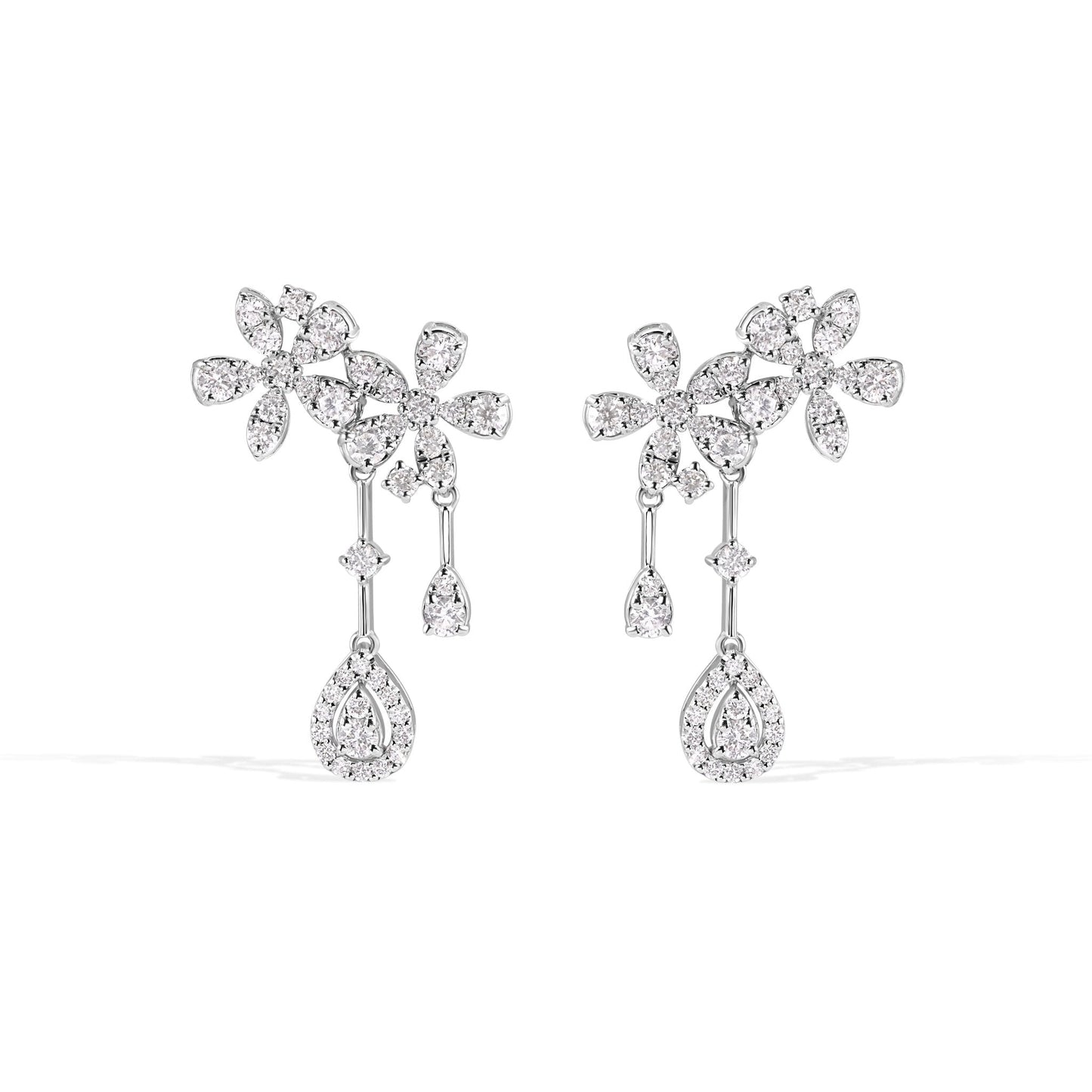 14K Flower Diamond Earrings