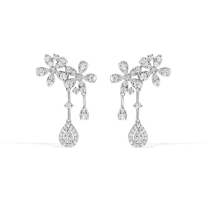 14K Flower Diamond Earrings