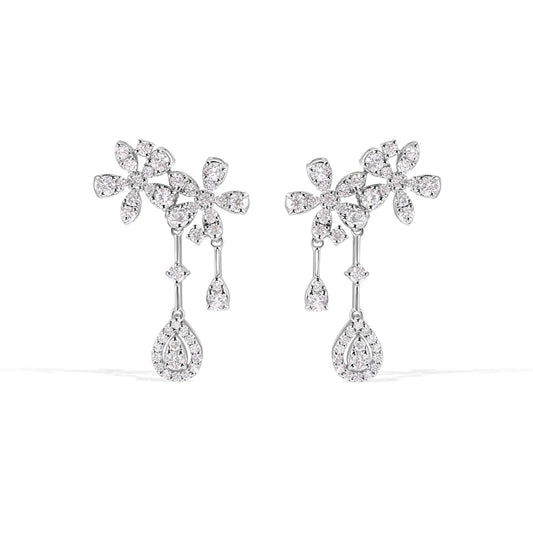 14K Flower Diamond Earrings