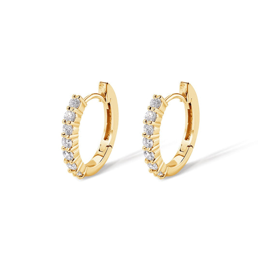 14K Round Diamond Hoop Earrings