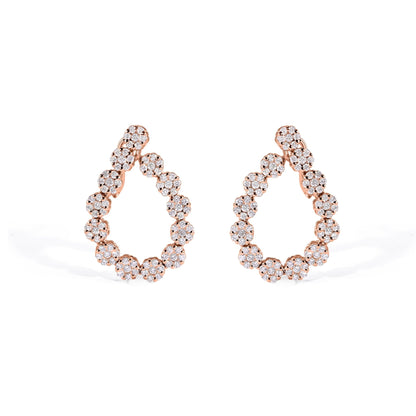 14K Diamond Hoop Cluster Earrings