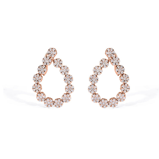 14K Diamond Hoop Cluster Earrings