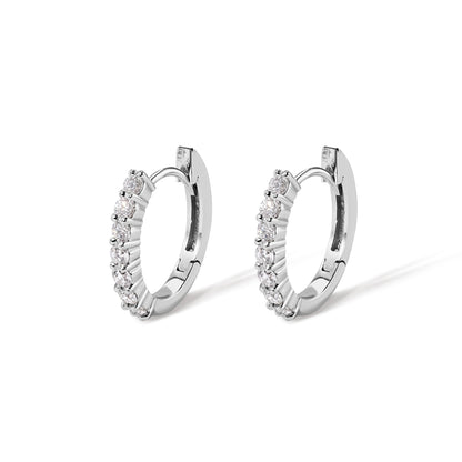 14K Round Diamond Hoop Earrings