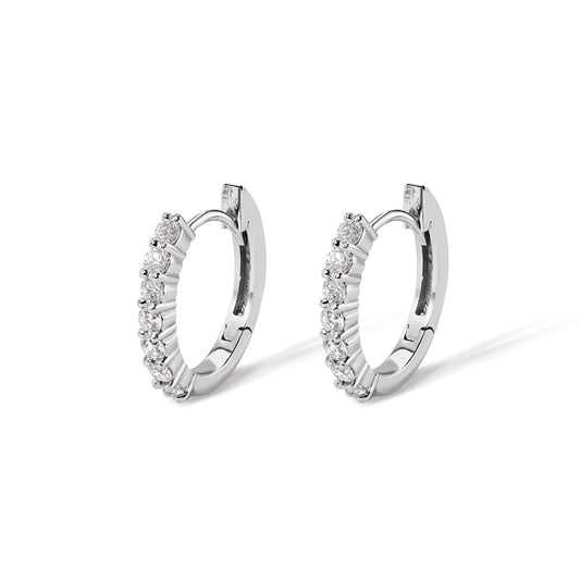 14K Round Diamond Hoop Earrings