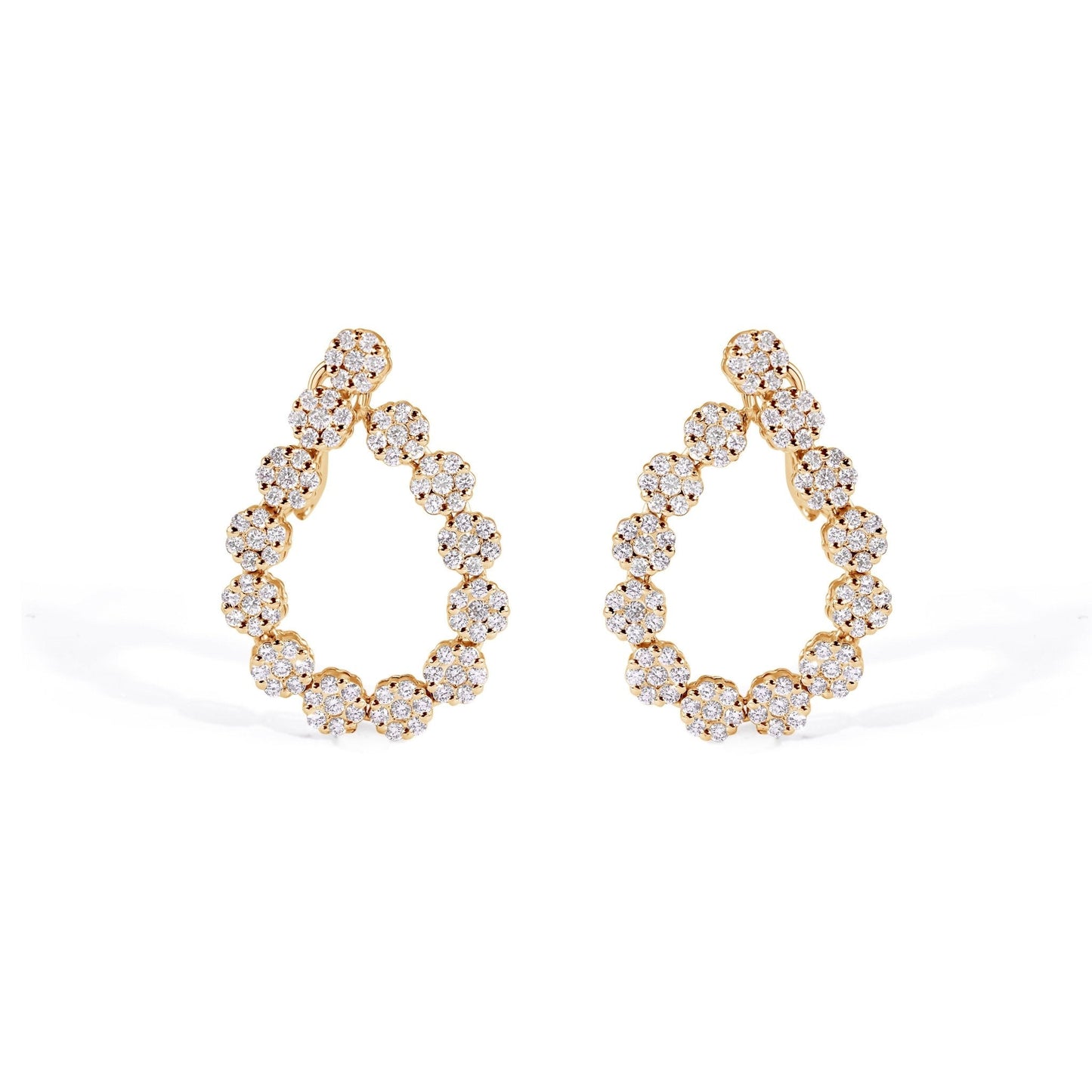 14K Diamond Hoop Cluster Earrings