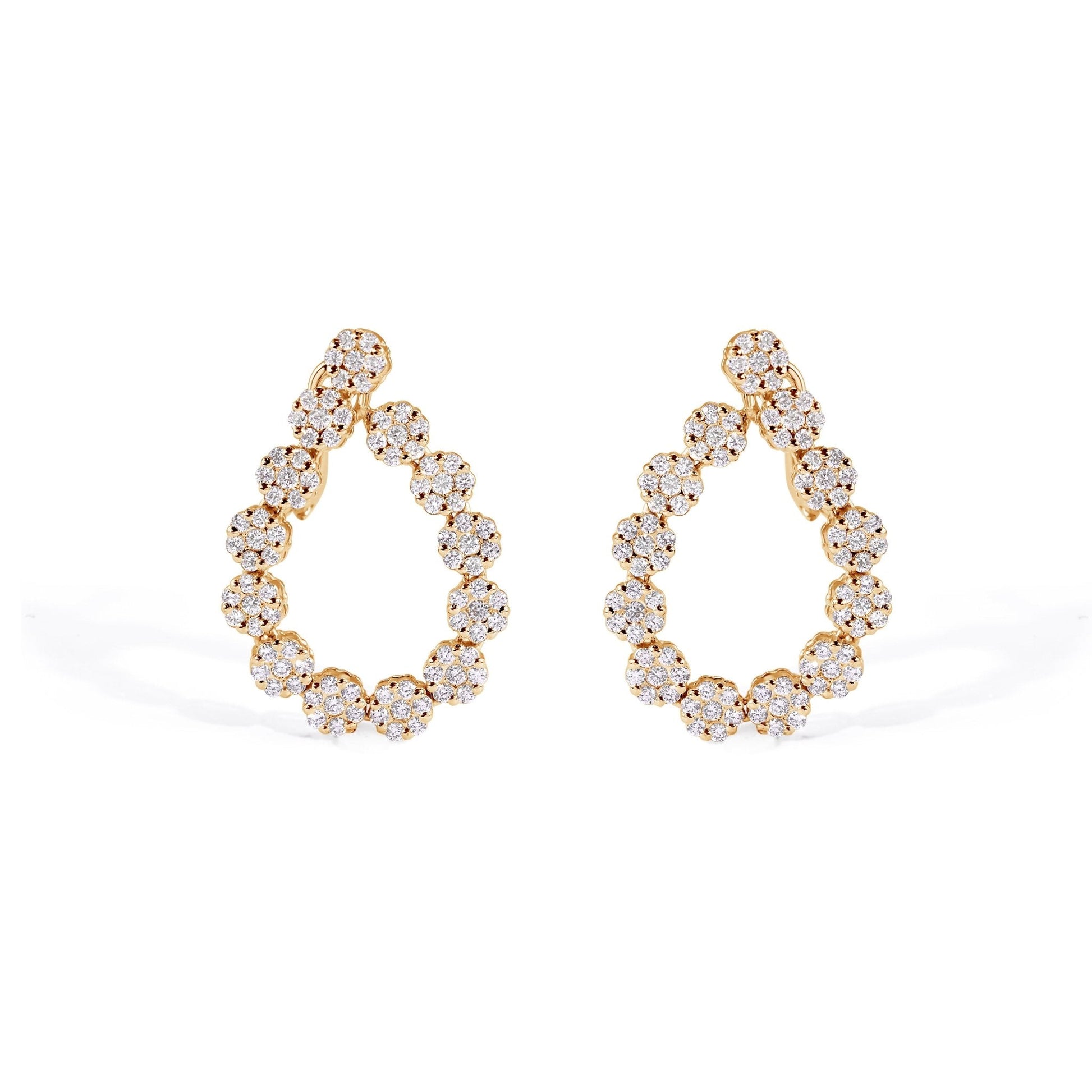 14K Diamond Hoop Cluster Earrings