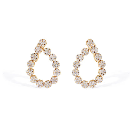 14K Diamond Hoop Cluster Earrings