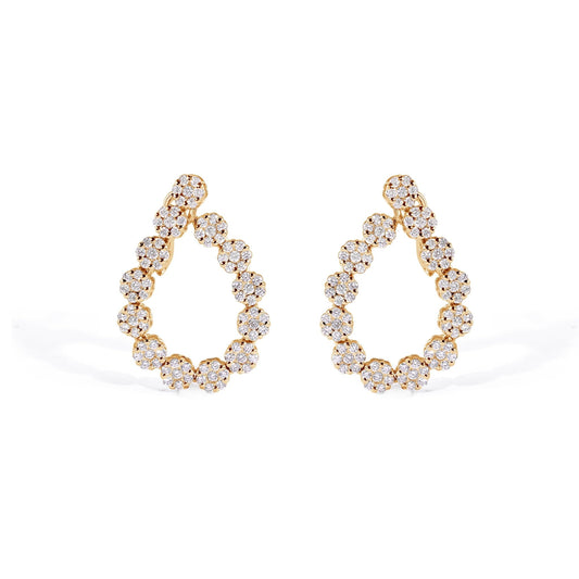 14K Diamond Hoop Cluster Earrings