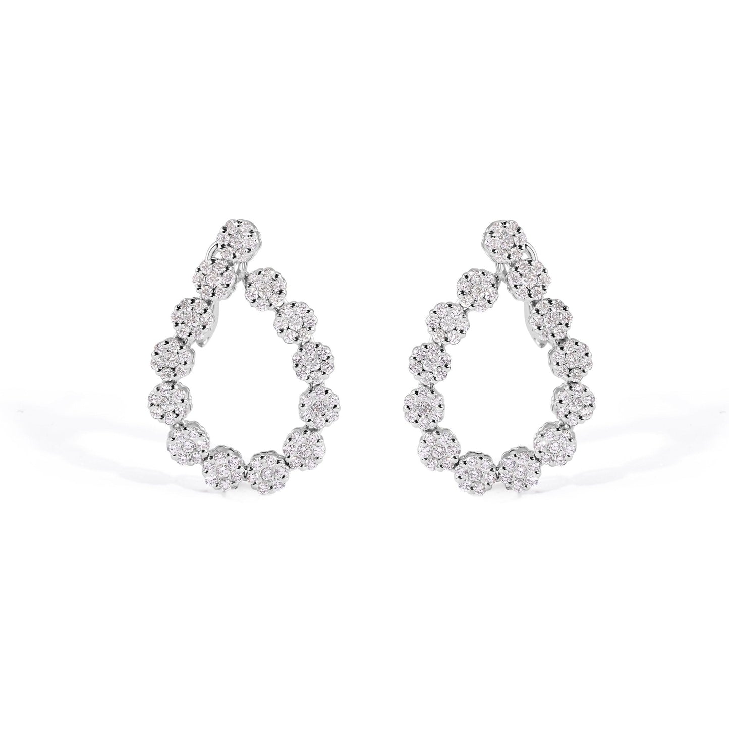 14K Diamond Hoop Cluster Earrings