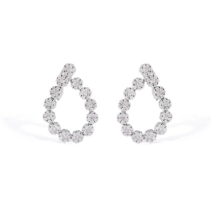 14K Diamond Hoop Cluster Earrings