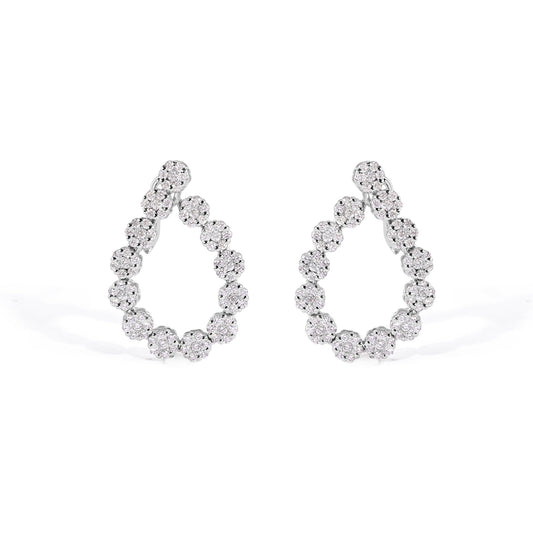 14K Diamond Hoop Cluster Earrings