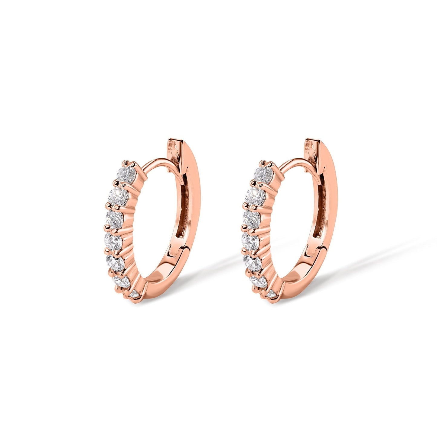 14K Round Diamond Hoop Earrings