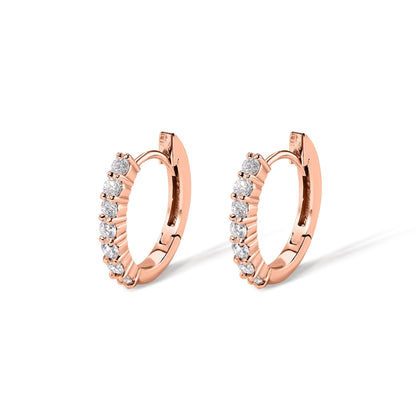 14K Round Diamond Hoop Earrings