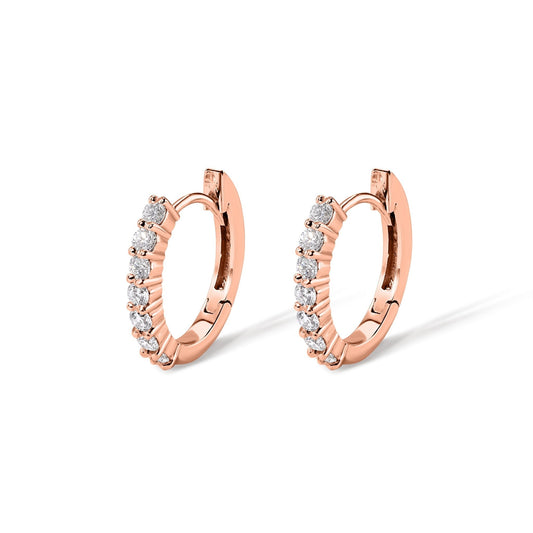 14K Round Diamond Hoop Earrings