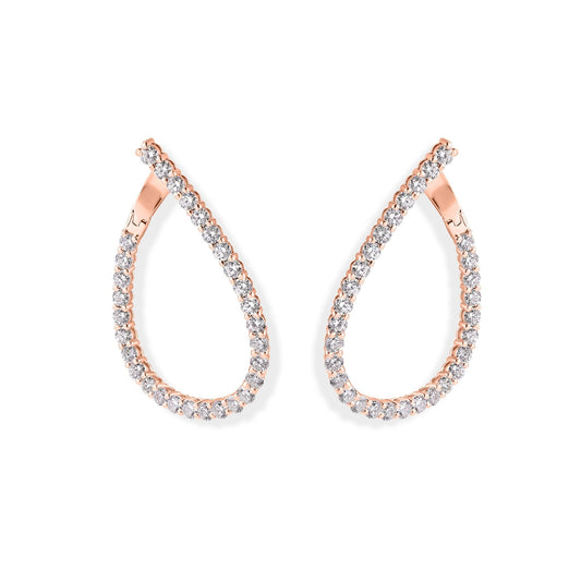 14K Fancy Diamond Hoop Earrings