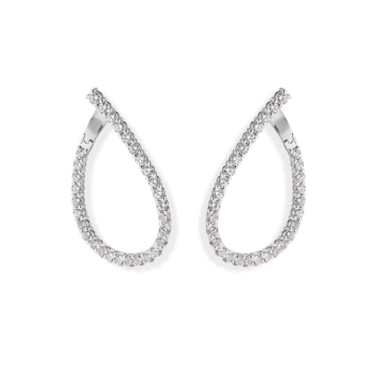 14K Fancy Diamond Hoop Earrings