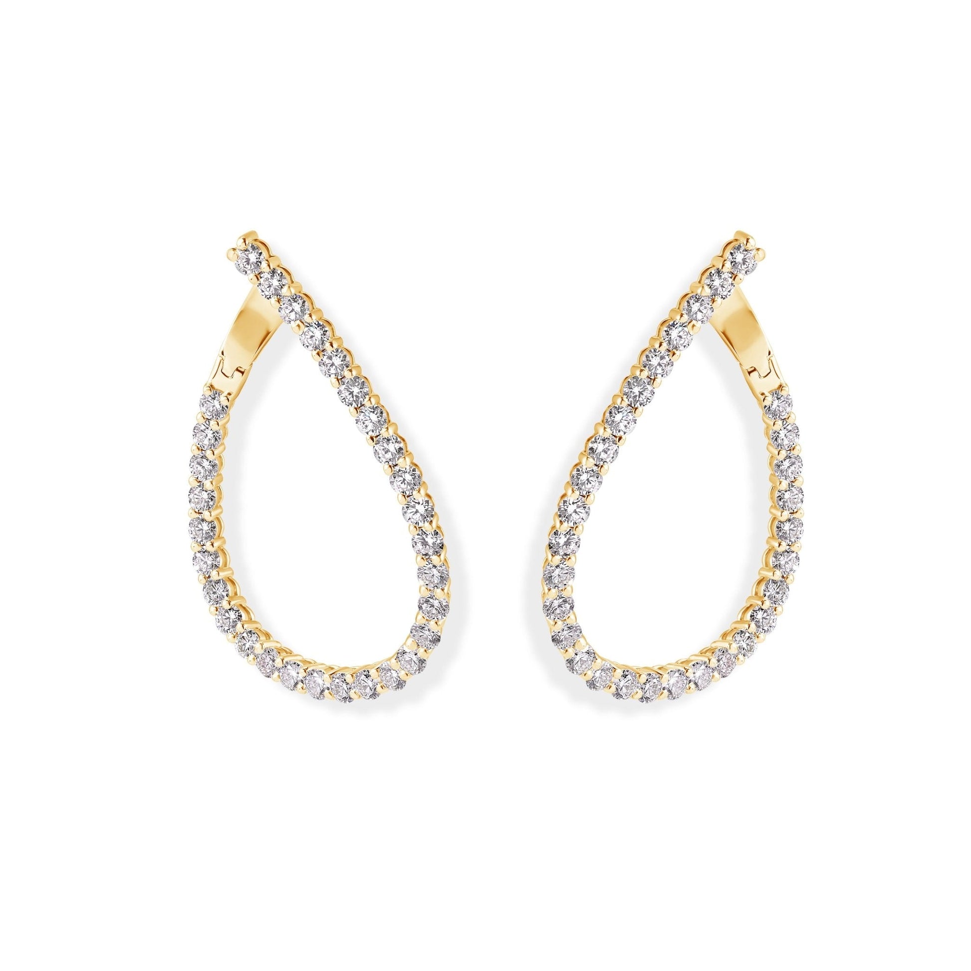 14K Fancy Diamond Hoop Earrings