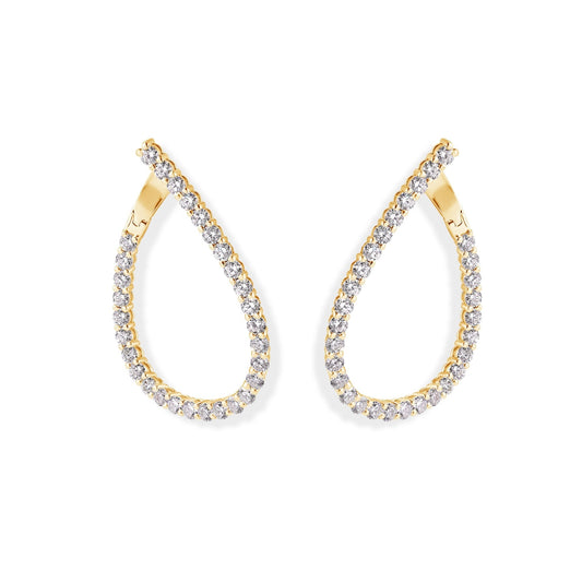 14K Fancy Diamond Hoop Earrings