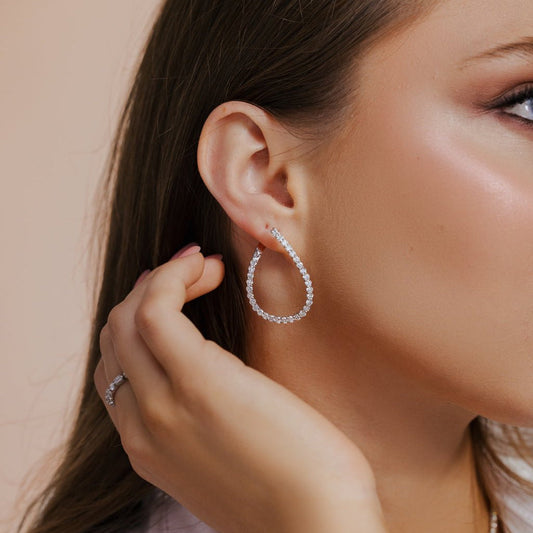 14K Fancy Diamond Hoop Earrings