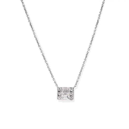 14K Diamond Baguettes Necklace