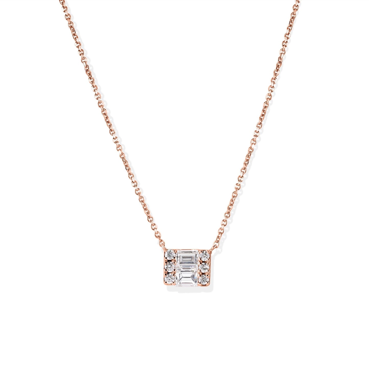 14K Diamond Baguettes Necklace