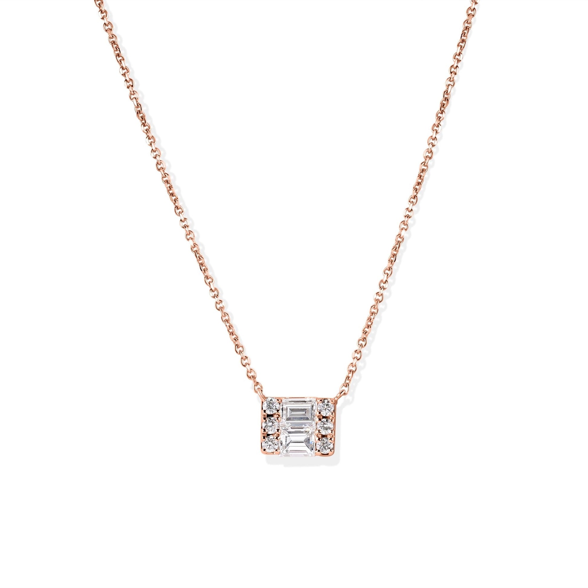 14K Diamond Baguettes Necklace