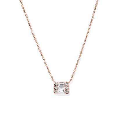 14K Diamond Baguettes Necklace