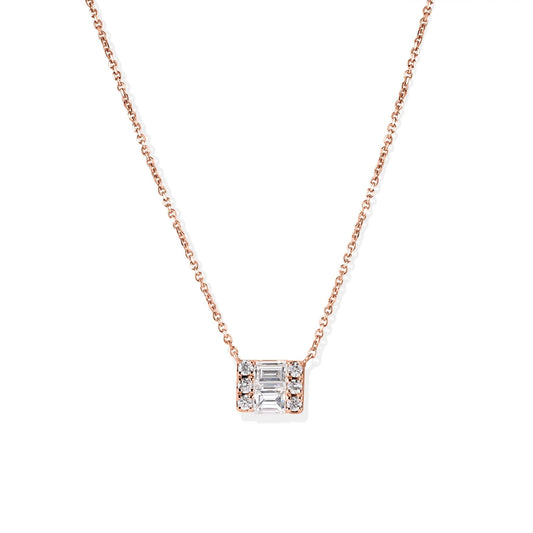 14K Diamond Baguettes Necklace
