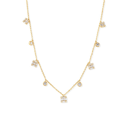14K Bezel Setting and Baguette Diamond Necklace